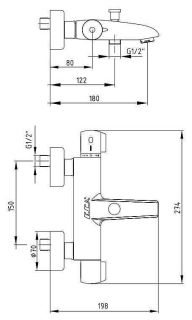 Смеситель для ванны и душа E.C.A. Thermostatic 102102340EX с термостатом хром